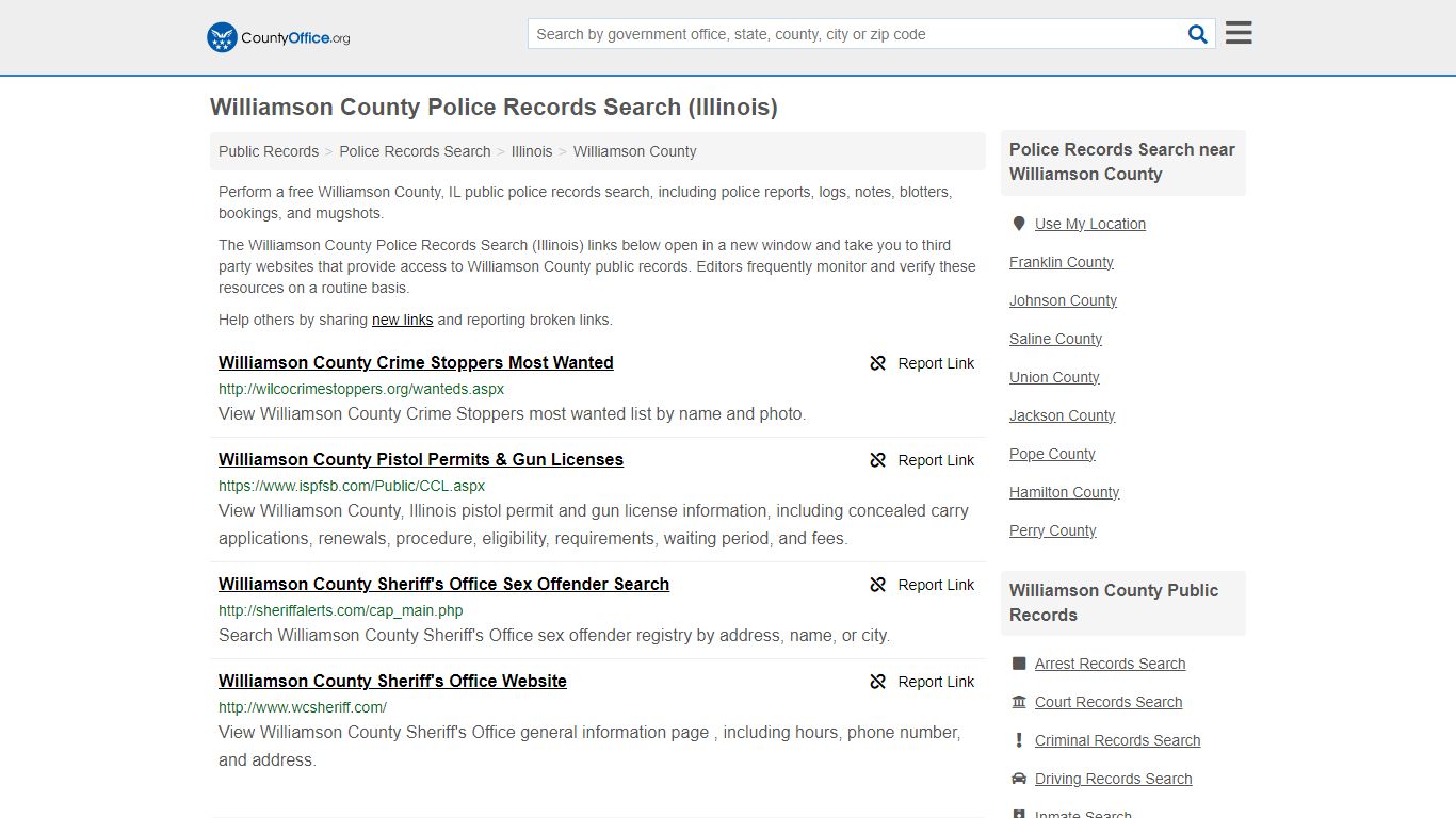 Williamson County Police Records Search (Illinois)